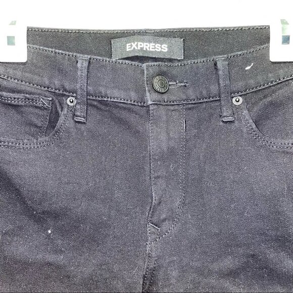 Express Jeans Mid-Rise Legging Skinny Leg Stretch Raw Fray Hem Distressed Hem - Picture 9 of 9